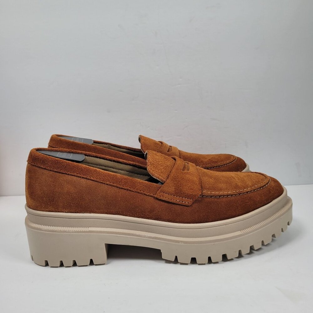 Patina Women's Brown Suede Chunky Lug Sole Loafers US Size 11